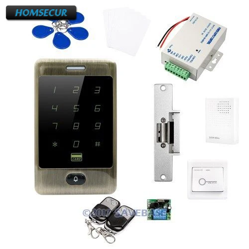

HOMSECUR Waterproof Metal Case Access Control IC Reader System+NC Strike Lock