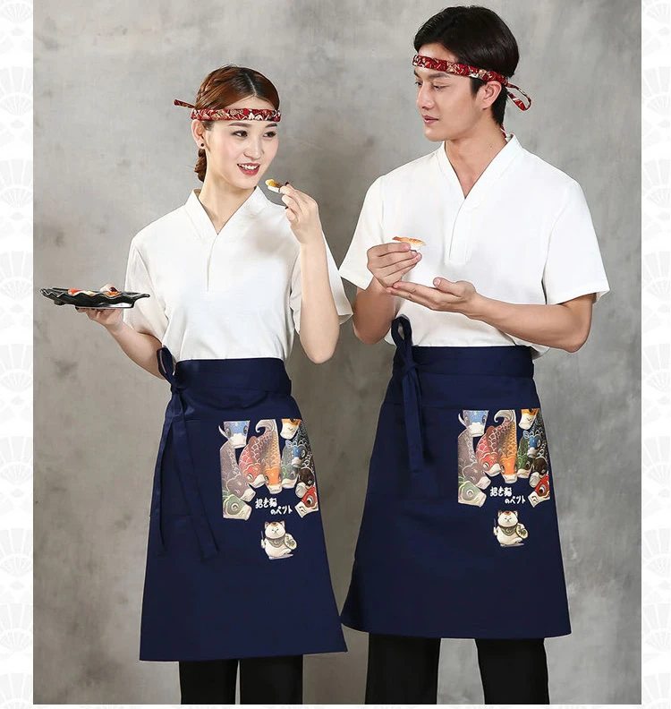 

Japanese Style Sushi Restaurant Cook Chef Aprons Cafe Hotel Waitress Kitchen Apron Cotton Linen