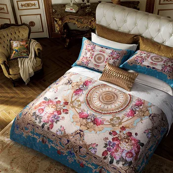 

Luxury Flowers Pastoral Egyptian Cotton Bedding Set Princess Wedding Bedclothes Palace Duvet Cover Bed Sheet/Linen Pillow cases