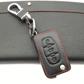 

For Citroen C2 C3 C4 C5 Picasso Xsara C6 C8 for Peugeot Super Quality 100% Leather Car Key Protect Case 3 Buttons Folding Key