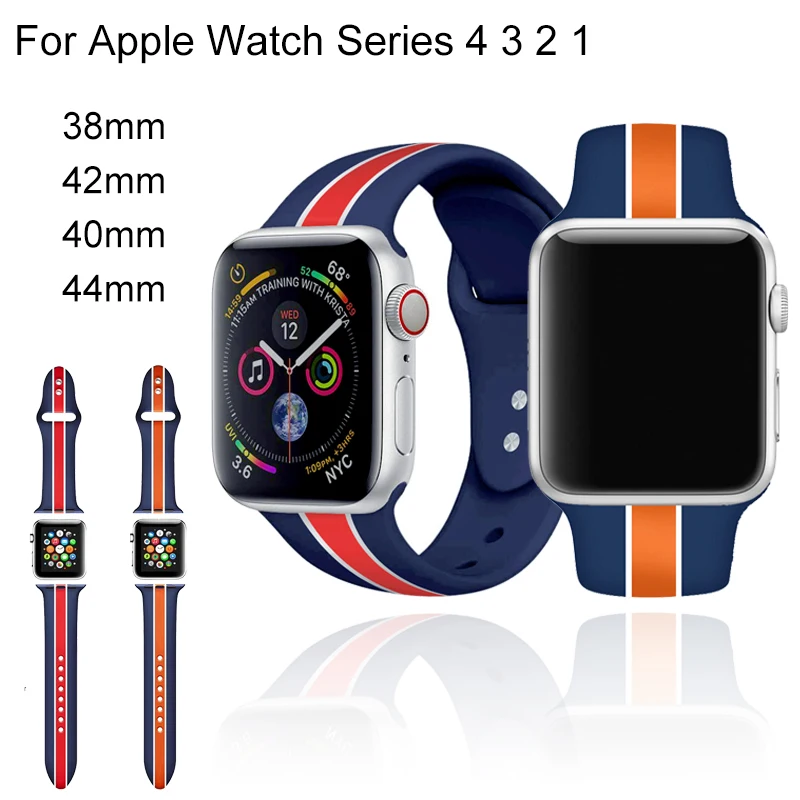 

Sport Silicone Strap For Apple Watch 4 3 2 1 loop Bracelet Band For iwatch 44mm 40mm 38mm 42mm Colorful Watchband Accessories