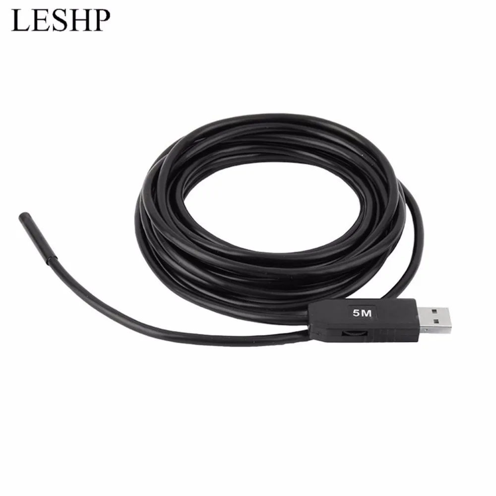 

5M 5.5mm Lens Rigid Cable USB Inspection Mini Camera Snake Tube IP67 Waterproof Endoscope with 6 LED Borescope for PC Android