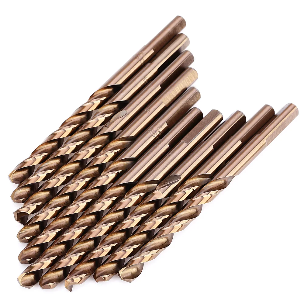 10PCS M35 1/4 Inch High Speed Steel Wood Drill Bit Set 3.9 Inches Long