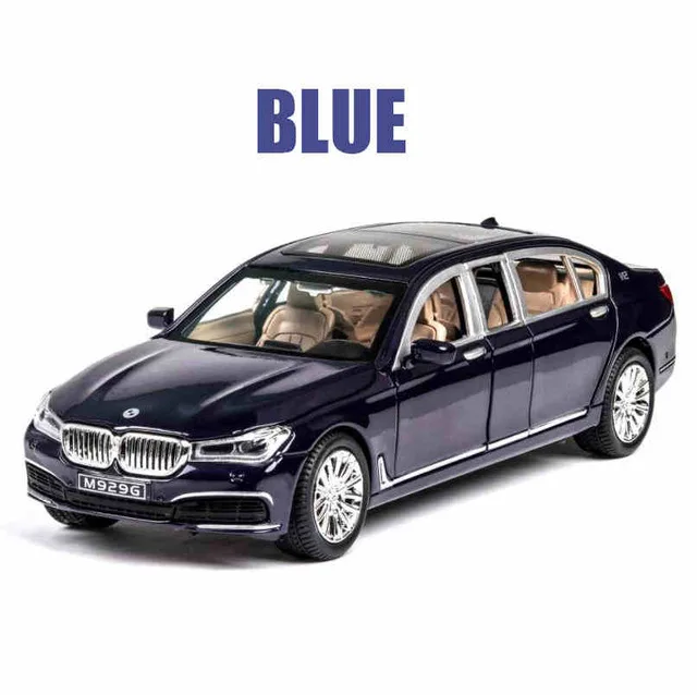 1/24 металлические Литые и игрушечные транспортные средства BM 760LI модель автомобиля звук и светильник коллекция автомобиля игрушки для мальчика Детский подарок - Цвет: Blue no box
