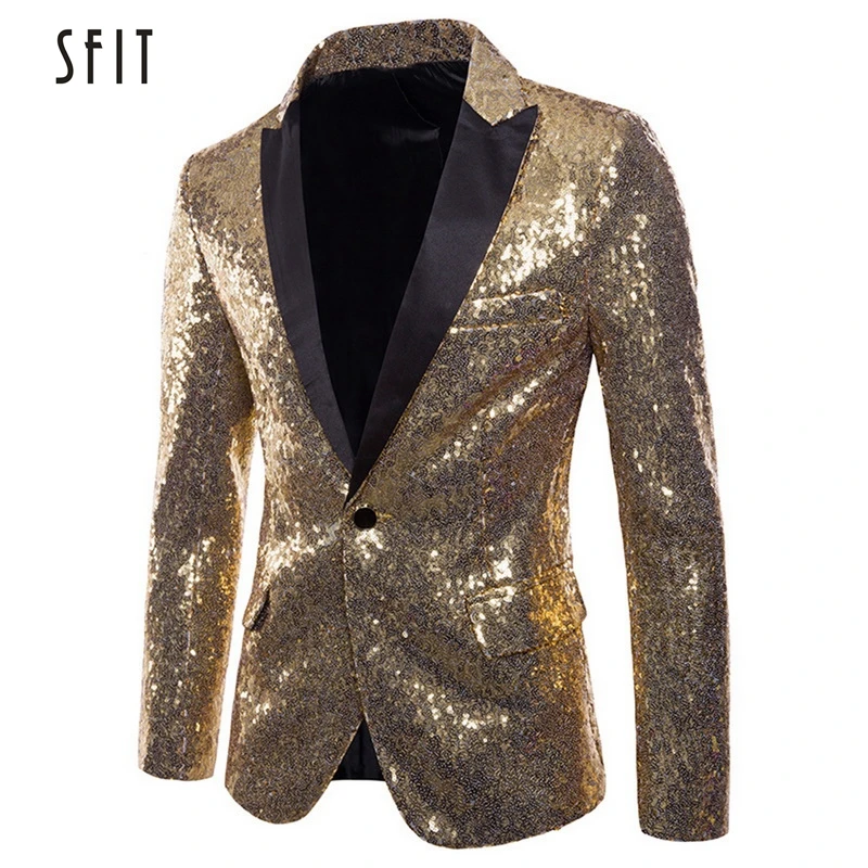 

SFIT Brand New Men Double-sided Colorful Plaid Red Gold Silver Black Sequins Blazer Design DJ Singer Suit Jacket Fashion Outfit