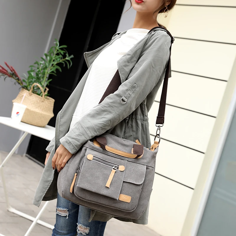 Janespri Women's Canvas Handbags High Quality Female Single Shoulder Bags casual totes Vintage Multi-pocket Ladies Totes Bolsas (12)