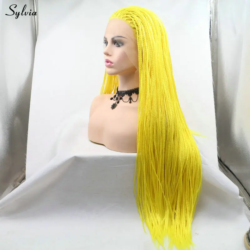 yellow braided synthetic wig (7)