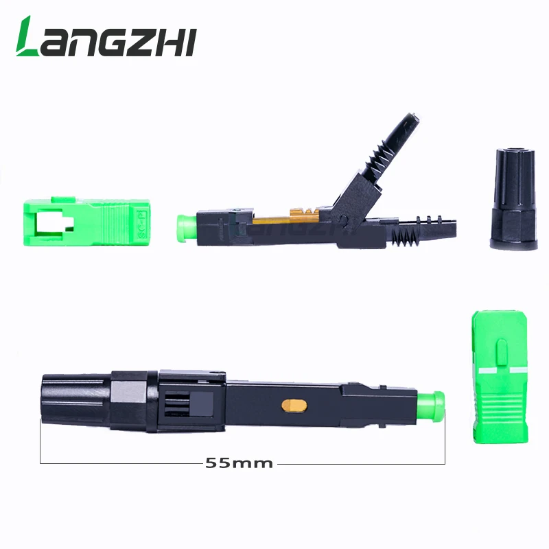 100 шт./кор. FTTH SC APC Одномодовый волоконно-оптический SC APC Быстрый разъем SC/APC FTTH волоконно-оптический Быстрый разъем волокна splicer Оптическое волокно