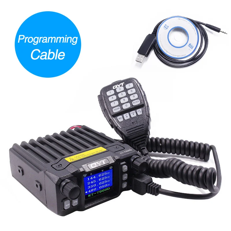 add usb cable QYT KT-7900D Quad Band 136-174 MHz/220-260 MHz/350-390 MHz/400-480 MHZ 25 W мобильное радио 200 каналов красочный экран автомобиля радио - Цвет: add usb cable
