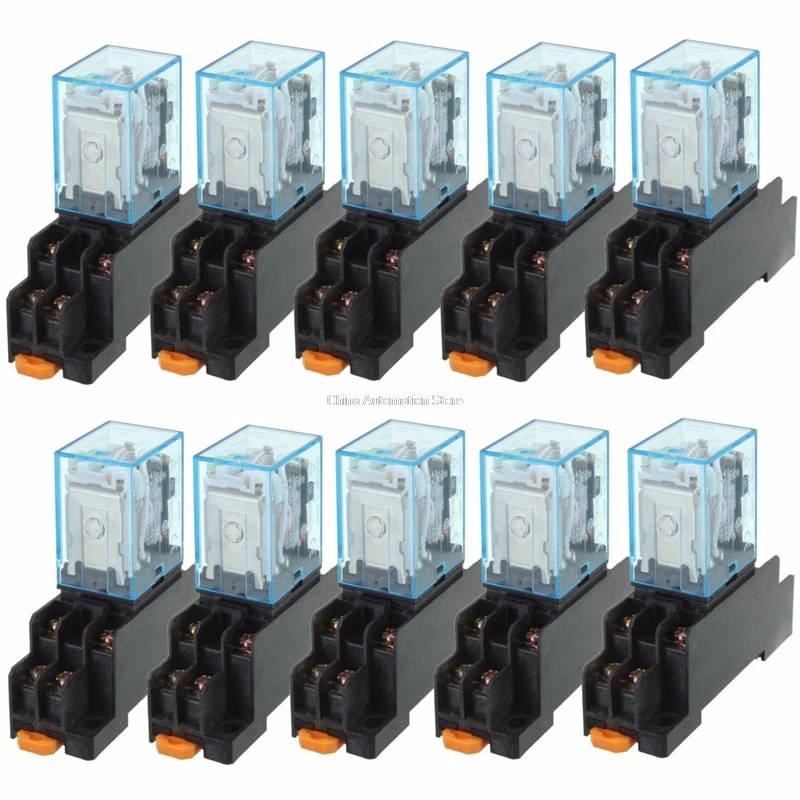 

Brand New 10pcs 12V DC 10A 8PIN Coil Power Relay DPDT LY2NJ HH62P HHC68A-2Z With Socket Base
