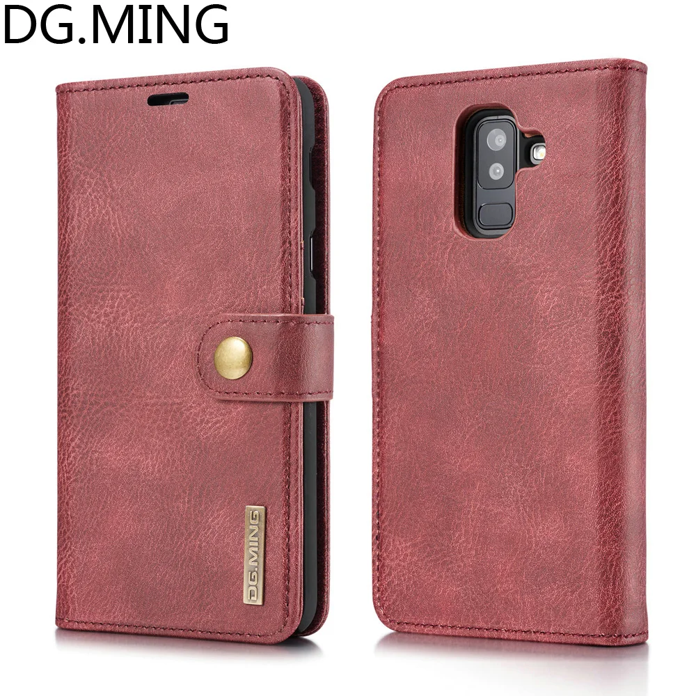 

DG.MING Retro Phone Bags Cover for Samsung Galaxy A6 A6+ A6 Plus 2018 Case PU Leather Cases Card Magnetic Hard PC Back Cover