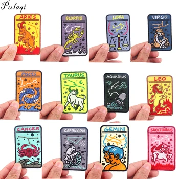 

Pulaqi Best Selling Lucky Constellation Signs Iron On Patches Constellation Model DIY Patch Set For Kids Clothing Decoration F