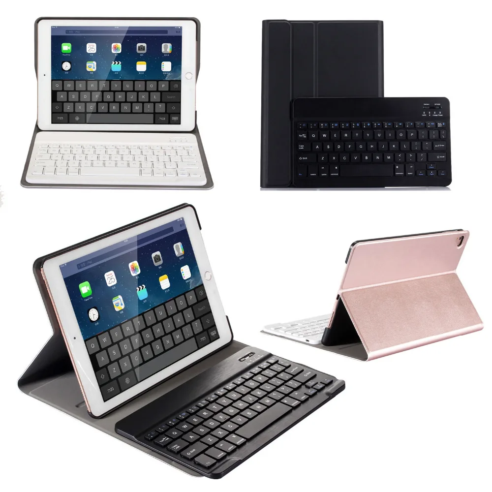 

Russian/Hebrew/Spanish Removable Wireless Bluetooth Keyboard Stand PU Leather Case For Apple iPad 9.7 2017 /Pro 9.7 /Air /Air2