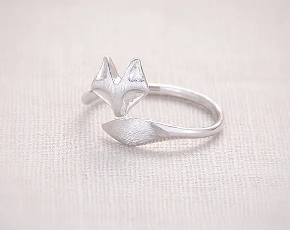 Jisensp Fashion Fox's Head Ring Cute Animal Open Fox Ring for Women Party Gift S Jisensp Fashion Fox's Head Ring Cute Animal Open Fox Ring for Women Party Gift S