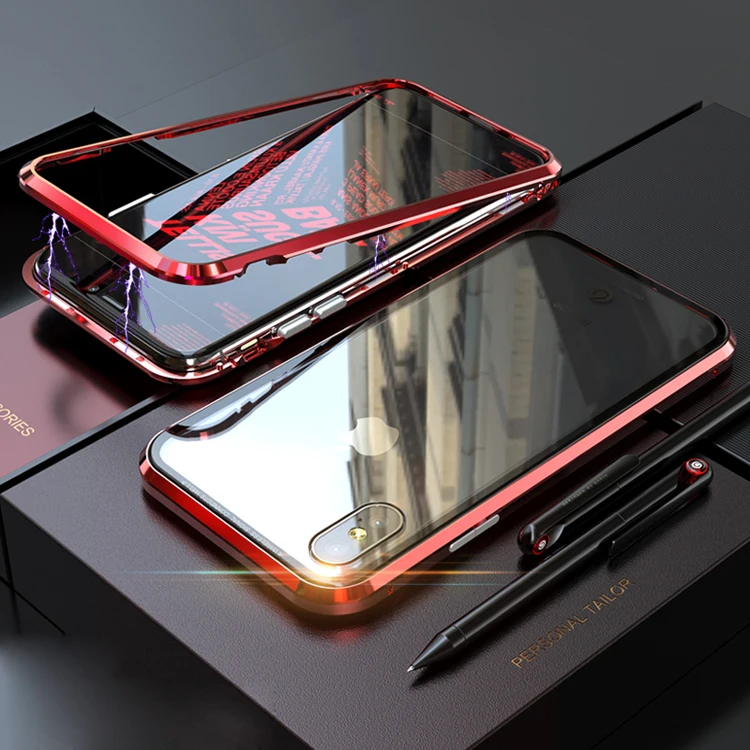 Magnet Built in Case for iPhone X Clear Magnetic Tempered