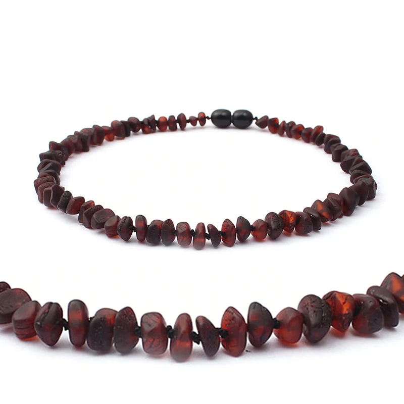 DR классическое ожерелье из натурального янтаря, сертификат подлинности, ювелирное ожерелье из натурального янтаря, 10 цветов, 14-33 см - Цвет камня: Raw Cherry
