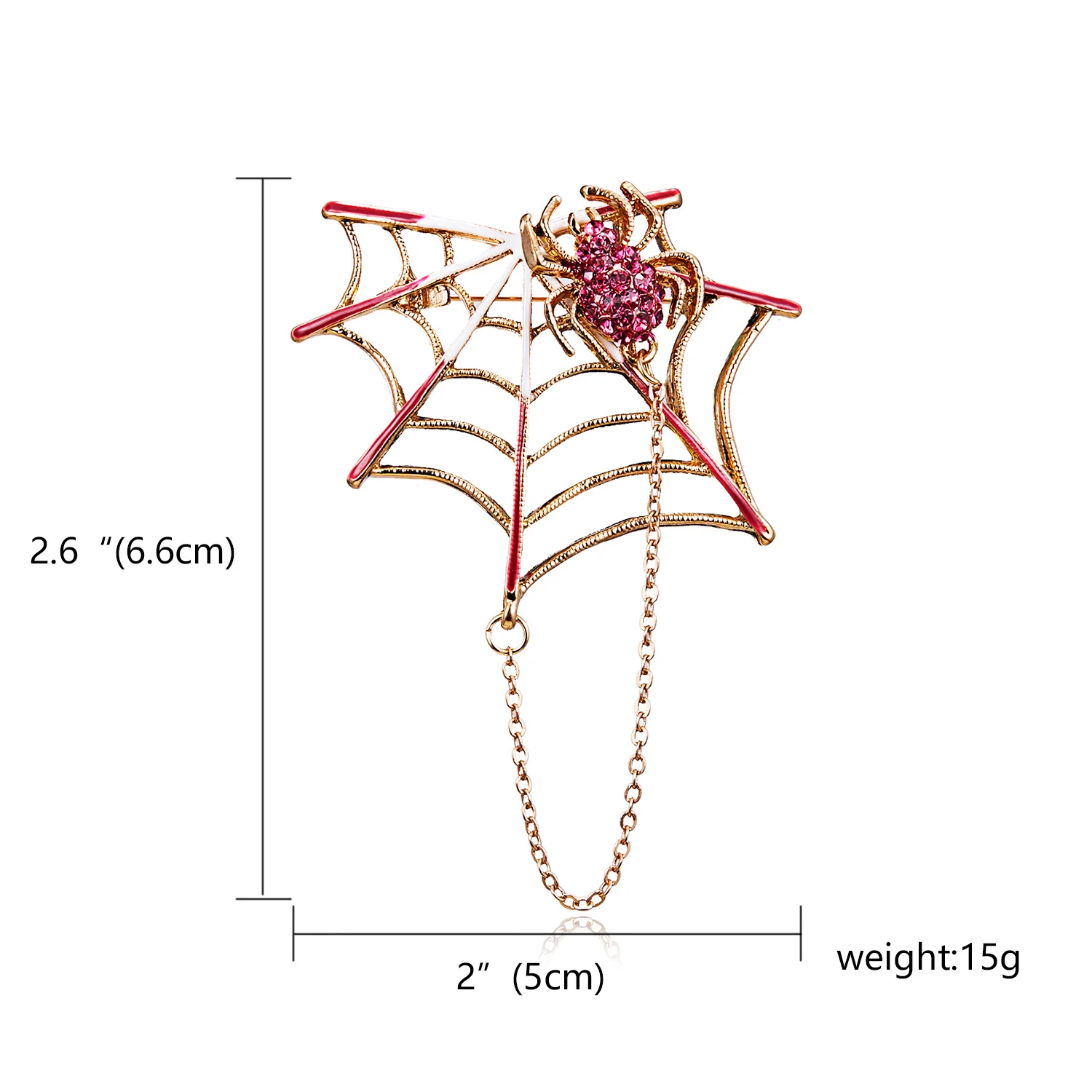 حجر الراين الأسود الوردي المغناطيس العنكبوت و بيت العنكبوت بروش النساء الرجال الدعاوى دبابيس دبوس حجم 5.4*4.6 سنتيمتر هالوين تزيين اكسسوارات