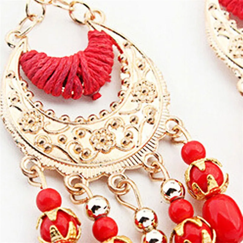 2018 Fashion Trendry Earrings for Women Bohemian Fringed Long Section Of Big Beads Pendant Drop Earrings Jewelry Brincos Y05#N (6)