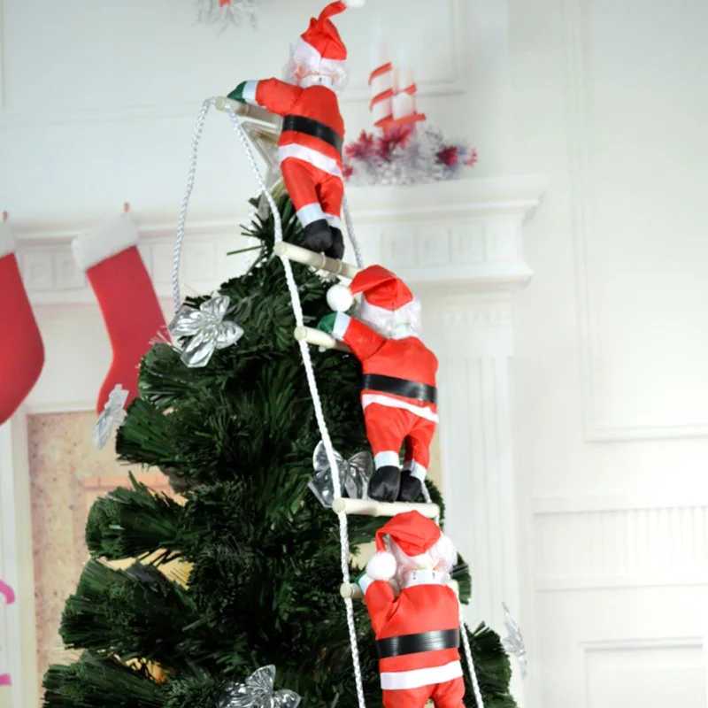 Рождественская подвесная лестница, Рождественская Кукла Санта Клаус, дерево, Новогоднее украшение, висячие украшения, рождественские подарки