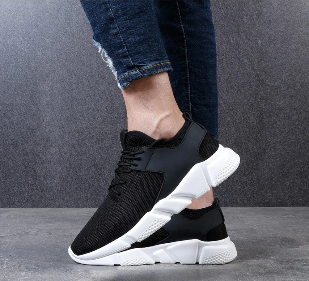 

Casual Trainers Sport Sneakers Men's Vulcanize Shoes Breathable Mesh Anti-skid Women Men Run Shoes Black Lightweight Sneakers