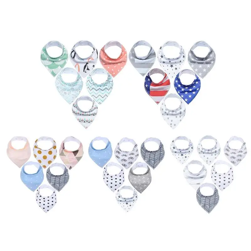 

6pcs Cotton Triangle Baby Bib Newborn Feed Saliva Towel Toddler Burp Cloths
