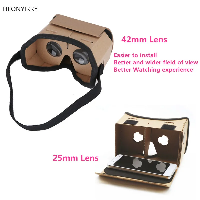 

DIY Portable Virtual Reality Glasses Google Cardboard 3D Glasses 42mm lens VR glasses For SmartPhones For Iphone X 7 8 VR