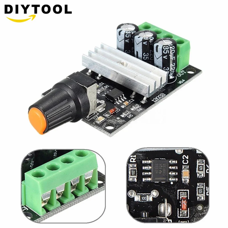 

1PCS DC 6V 12V 24V 28V 3A 80W PWM Motor Speed Controller Regulator Adjustable Variable Speed Control With Potentiometer Switch