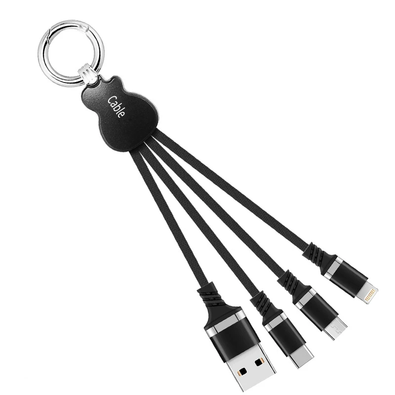 Reebeen الغيتار شكل كابل نقل بيانات لالروبوت ios نوع-c المصغّر usb واحد سحب ثلاثة بيانات كبل شحن ل xiaomi samsung 0.2 m
