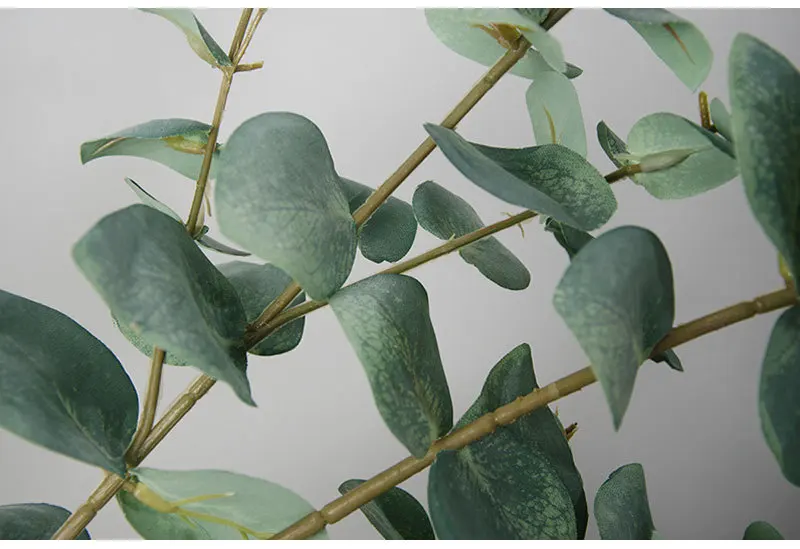 Flone European Artificial Banyan Tree Leaves Gold Money Leaves Eucalyptus Leaves Fake Plant Flowers Branch Home Decor Plant  (11)