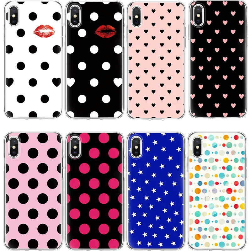 

Dot Heart TPU Case For iPhone X 4 4S 5 5S 5C SE 6 6S 7 8 Plus Cover For Huawei P8 P9 P10 P20 Pro Mate 10 Lite Mini 2017 Coque