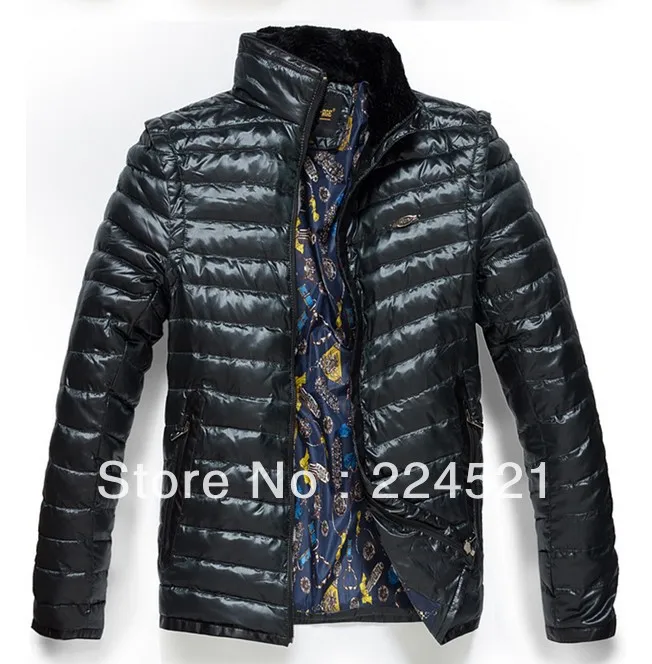 In 2013 more than 90% white duck down winter menswear stripes thin thick hooded jacketzx1303 | Мужская одежда