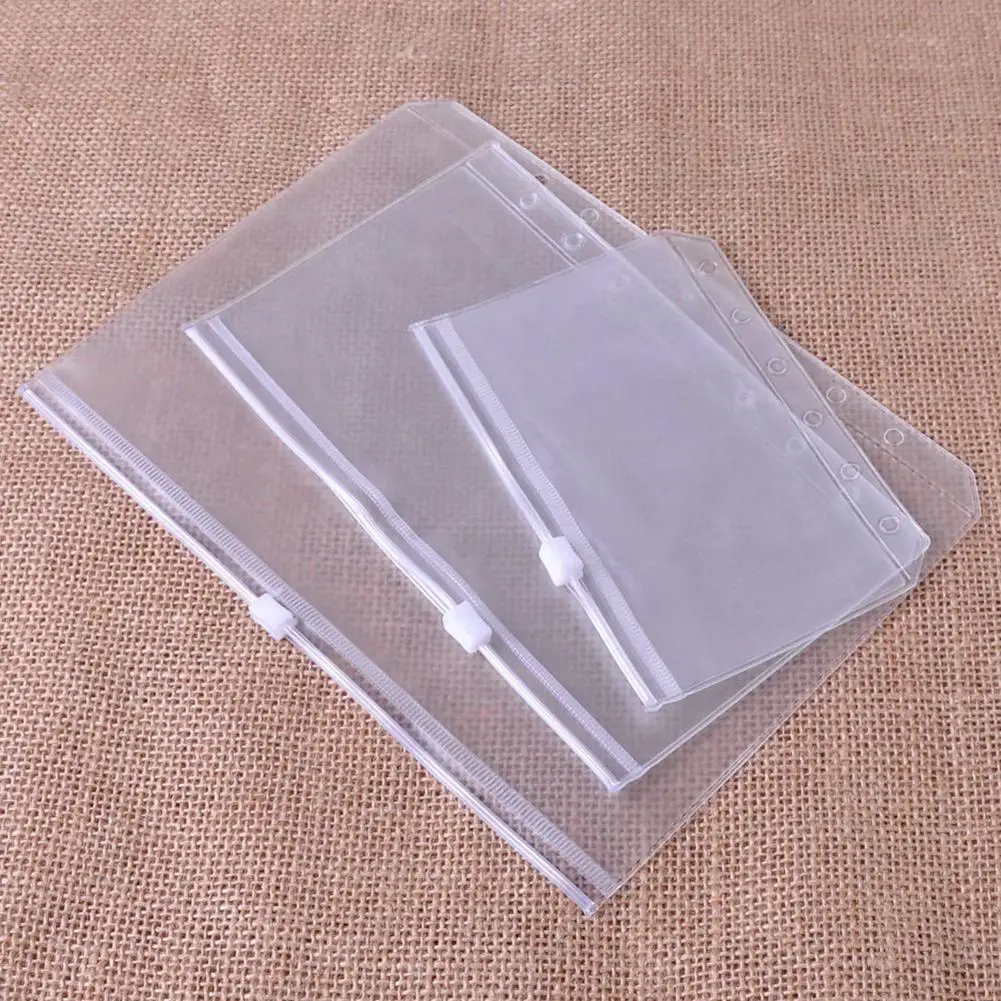 Прозрачный ПВХ хранения держатель для карт для A5 A6 A7 кольца переплета Тетрадь 6 отверстий сумка на молнии дневник аксессуары для