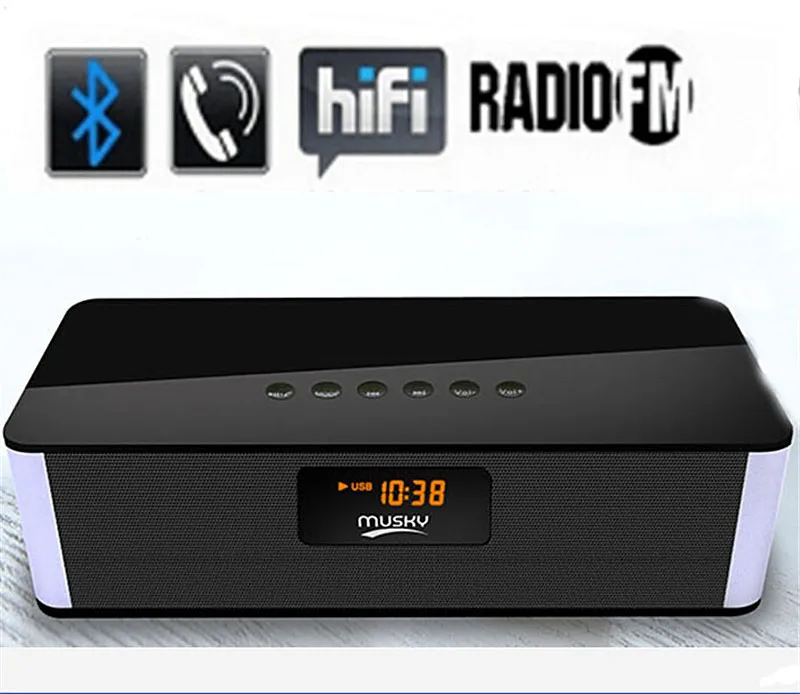 MINI HIFI Wireless Bluetooth Speaker Big Power Subwoofer Speaker For Mobile Phone with USB AUX TF FM Radio Built in Mic Boombox