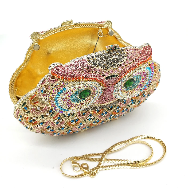 Animal bird design clutch women evening party bag diamonds owl shape crystal purses bridal wedding party crystal clutches