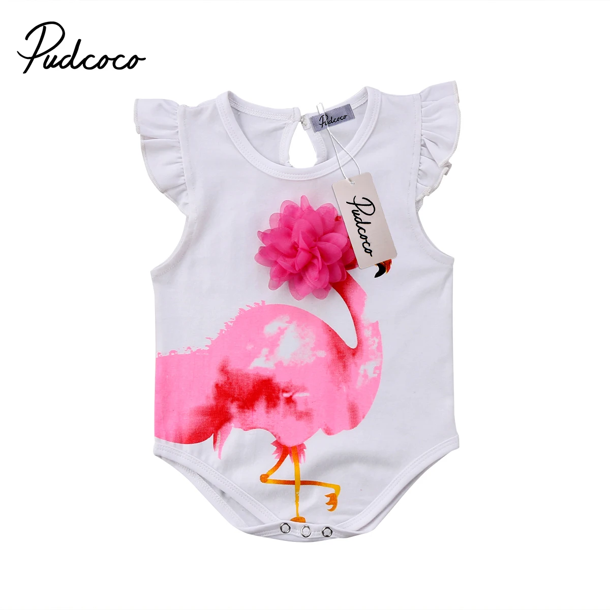 Новинка года; брендовый комбинезон без рукавов с фламинго для новорожденных и маленьких девочек; летний пляжный костюм; одежда с цветочным рисунком