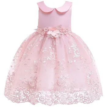

5255 Embroidery Toddler Princess Costume Sleeveless Baby Girl Dress Wedding Party Kid Dresses For Girls Summer baby girl clothes