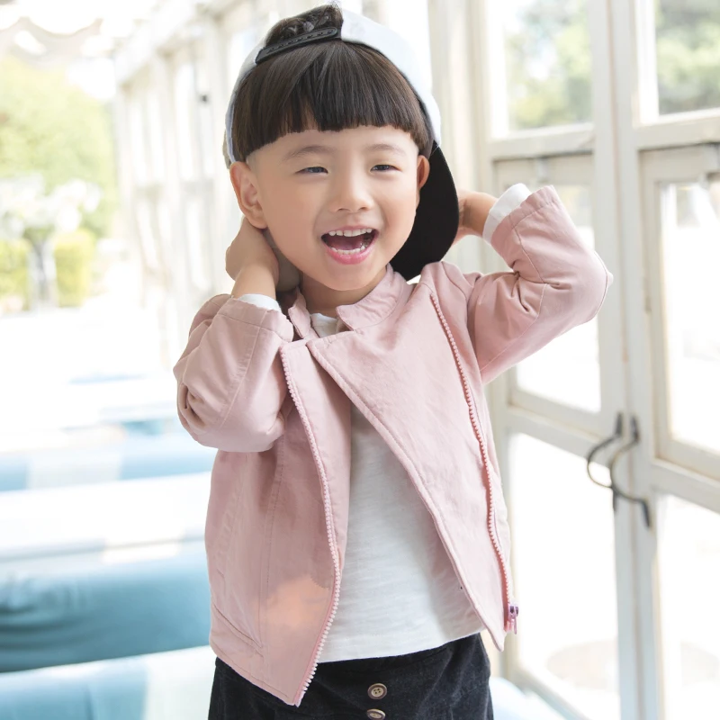 

Top Quality Baby Boy's Outerwear Kids Pure Color Inclined slide fastener Short Cotton Coat Cute Character Printed Boy's Clothes