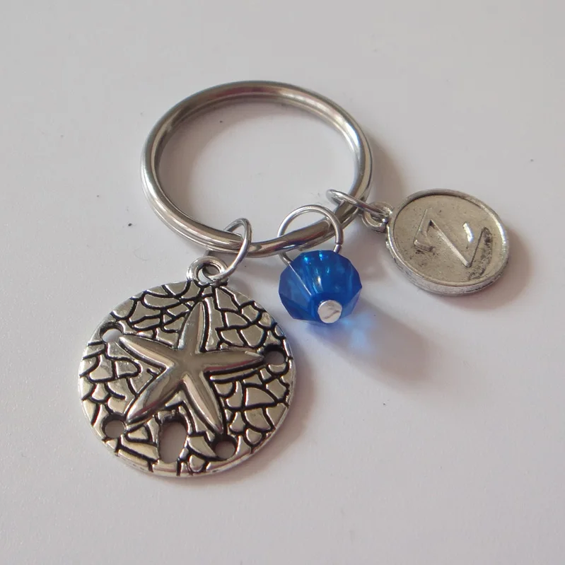 Beach Jewelry Keychains,Starfish Initial Key Chains For Personalized Sea Beach Jewelry Giftsin