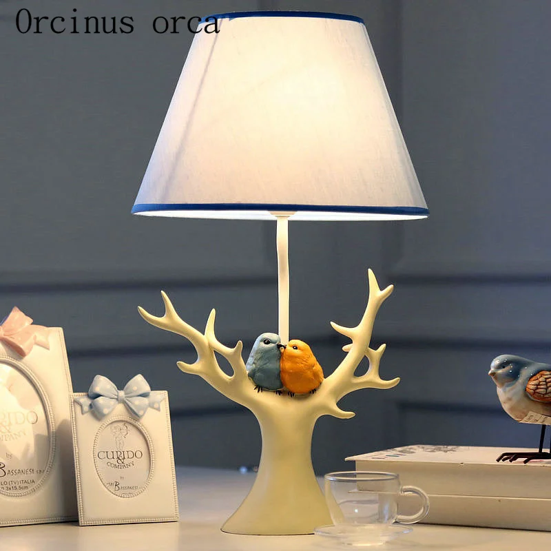 

The bird lamp bedroom bedside lamp American retro creative warm boy girl children room lamp Postage free