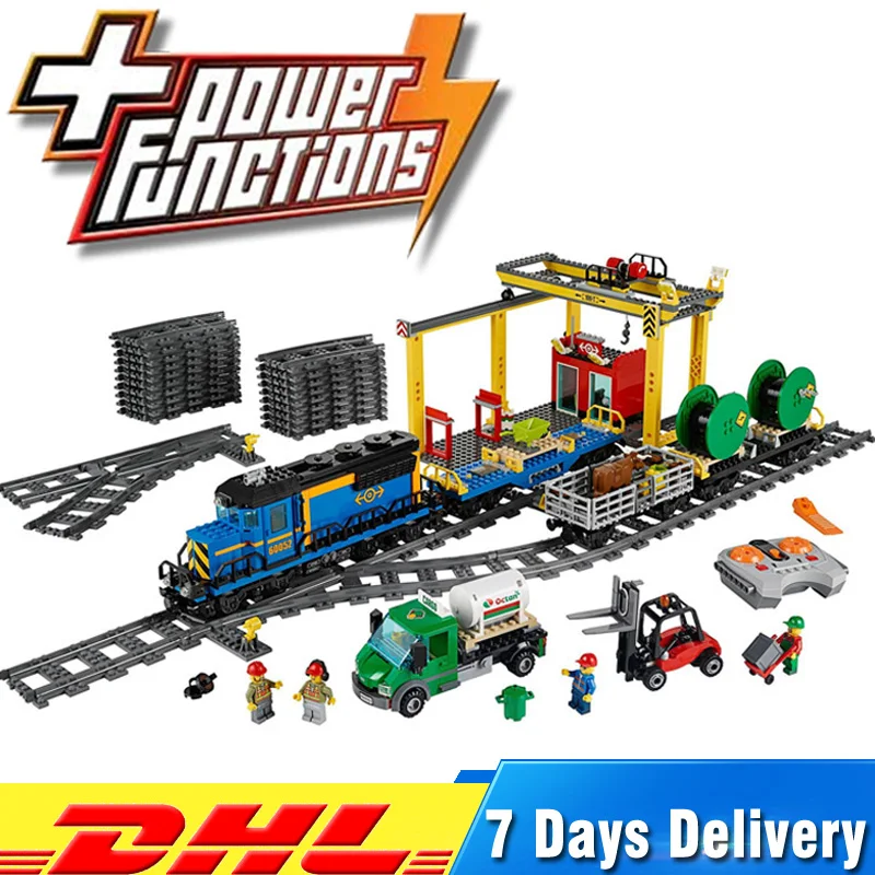 

IN Stock Lepin Remote Control 02008 Cargo Train Model Compatible LegoINGlys 60098 Blocks Bricks Toys for Kids Birthday Gifts