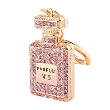 Crystal Perfume Fragrance Bottle Keychain Fashion Key Chain Charm Pendant Keyring Holder Women Purse Bag Accessories Gift