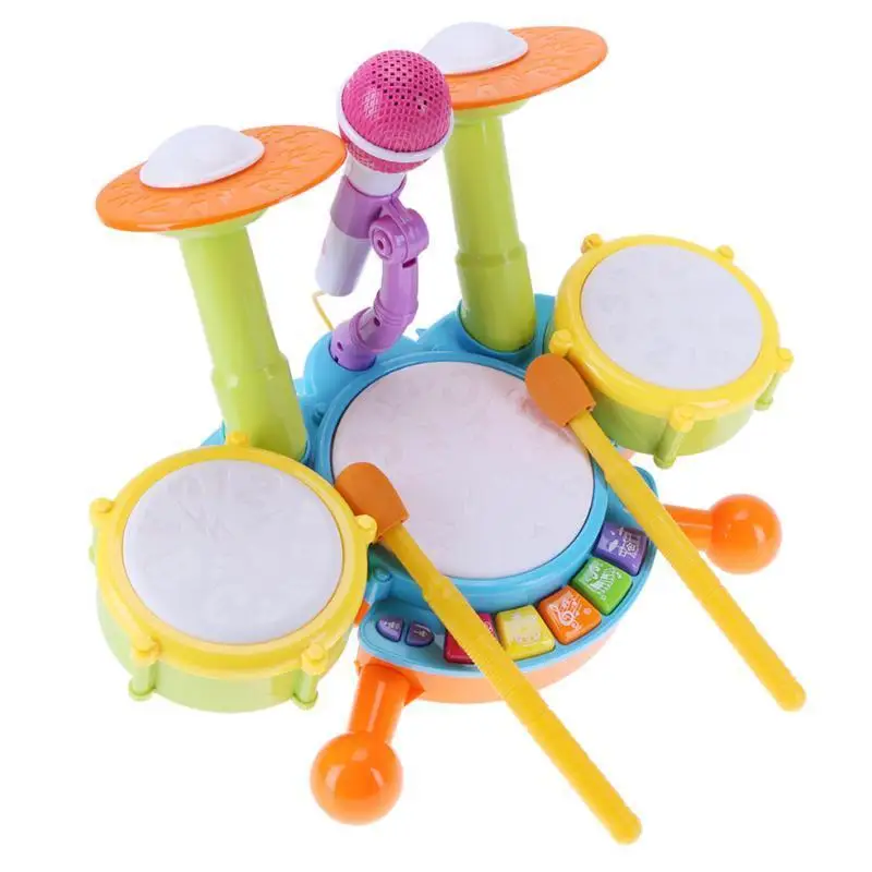 Детский Музыкальный барабан игрушка детский оркестровый барабан Комплект Электронный ударный музыкальный инструмент образовательные подарки игрушки для детей 3 года