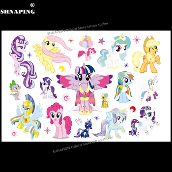 

SHNAPIGN Pony Polly Children Cartoon Temporary Tattoos Sticker Fashion Summer Style Elsa Waterproof Girls Kids Boys Hot