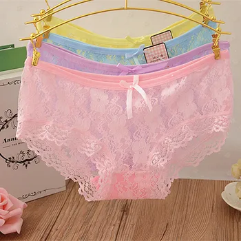 

Panties women 2017 wholesale sexy lace underwear women bragas thongs cute girl waist openwork women's briefs 017-1