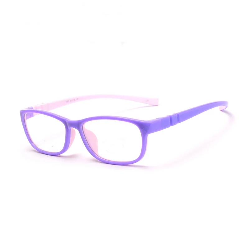 Eagwoo Мягкие силиконовые очки для детей, оптическая оправа, простая оптическая оправа для мальчиков и девочек, прозрачные очки 1553 - Цвет оправы: Blue pink inside