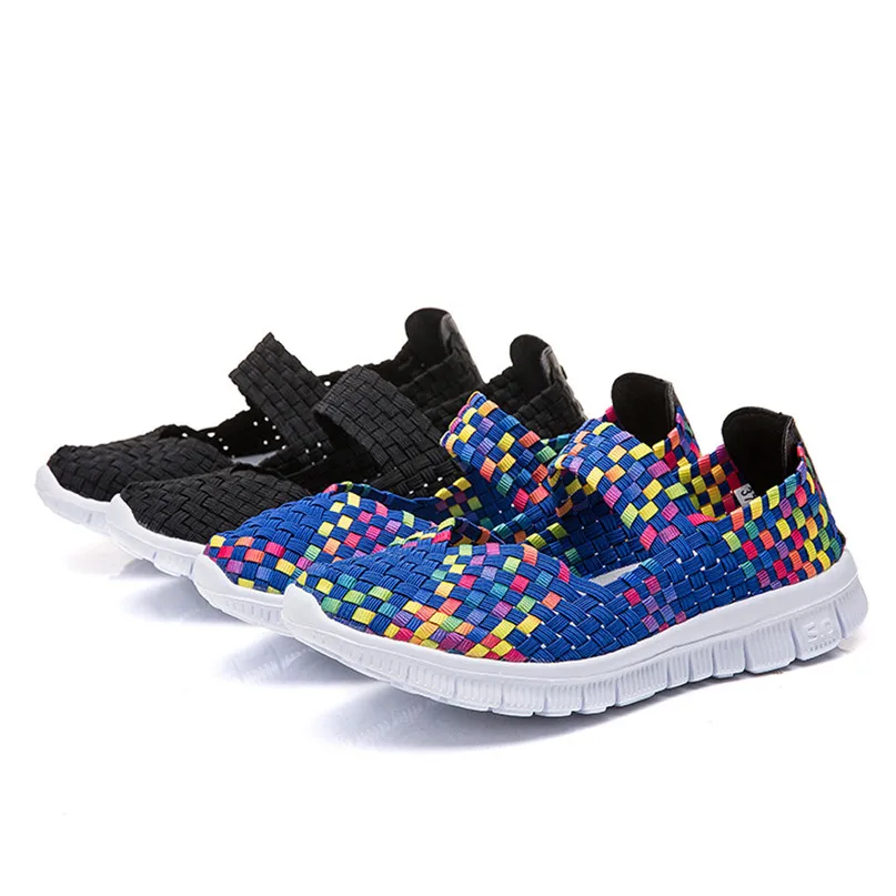 Adult Running Shoes Women Woven Light Weight Elastic Trainer Slip On Sport Water Shoes Sneakers zapatos de mujer #2M06 (2)
