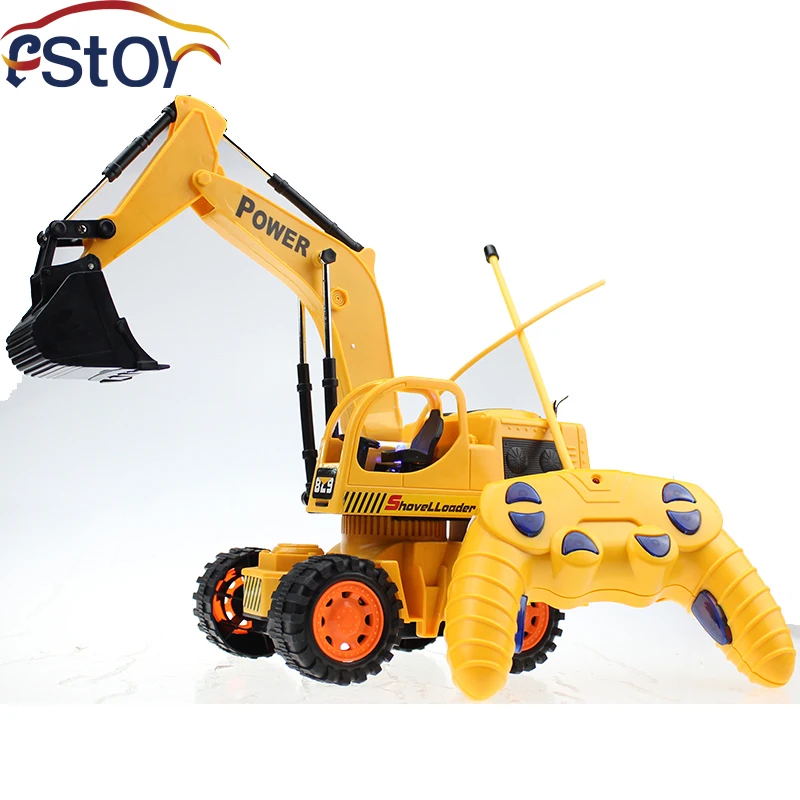 Engineering wireless Remote Control 5CH 4Wheel RC Excavator RC Digger Dig Function with Light Shovelloader Model
