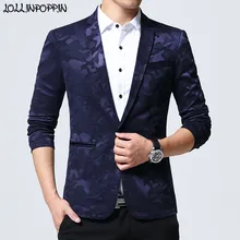 Мужской Камуфляжный Блейзер, зазубренный костюм с лацканами, куртка, умный повседневный мужской блейзер на одной пуговице с камуфляжным узором, черный/синий