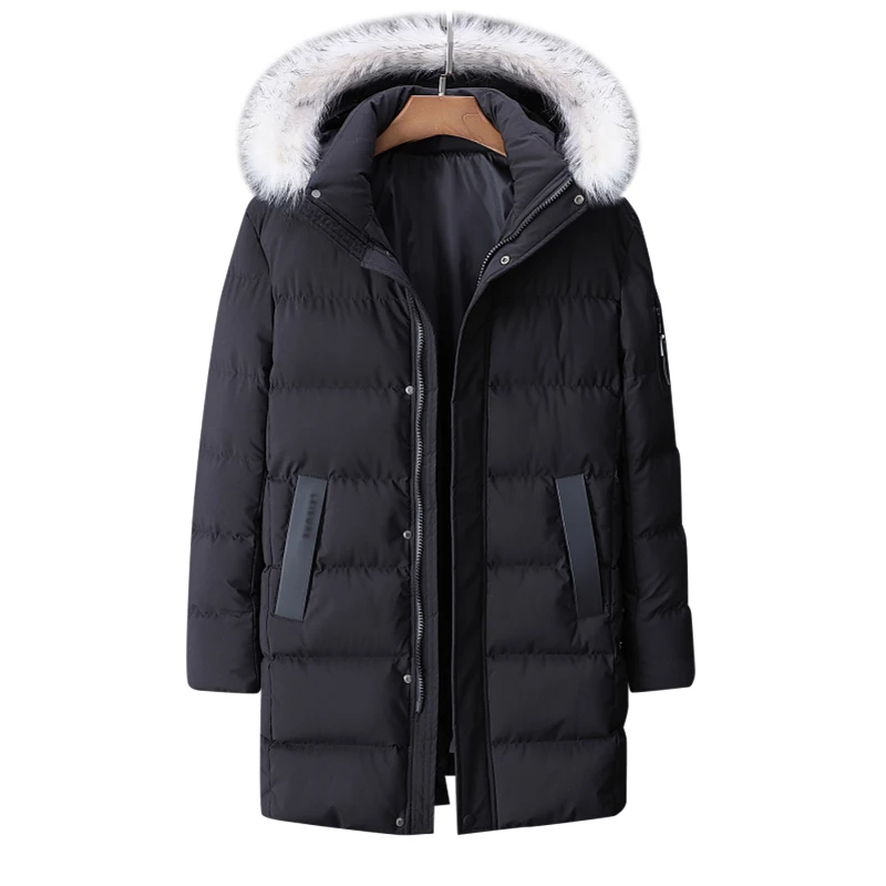 KENNTRICE пальто размера плюс 9XL новые длинные пальто мужские зимние парки Повседневная ветрозащитная хлопковая зимняя куртка с капюшоном мужская верхняя одежда - Цвет: Black