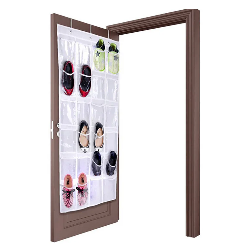 24 جيب واضحة منظم وضع الأحذية الحمام حامل قاعدة تخزين غرفة المعيشة الأحذية الرف شماعات الفرز الباب PVC حقيبة للحمل